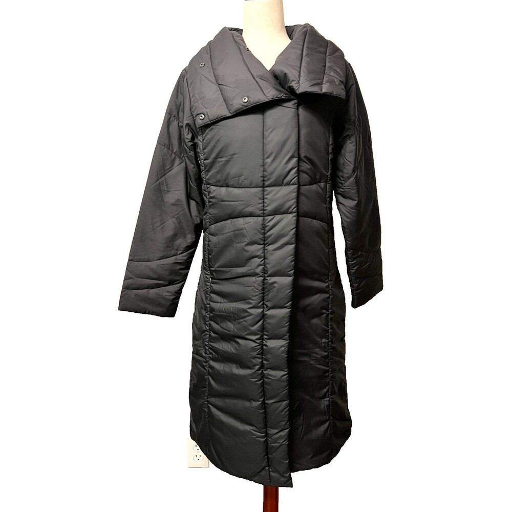 NWT $350 NAU Women's S Sclendre Trench Puffer Coat Jacket Black Quilted Zip DWR